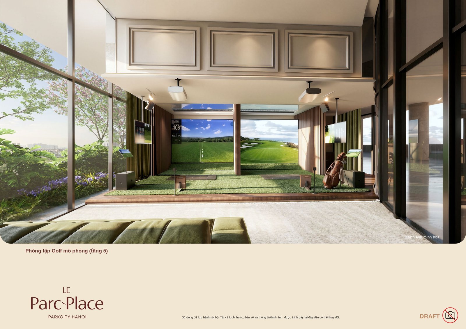 Phòng tập golf mô phỏng tầng 5 Le Parc Place