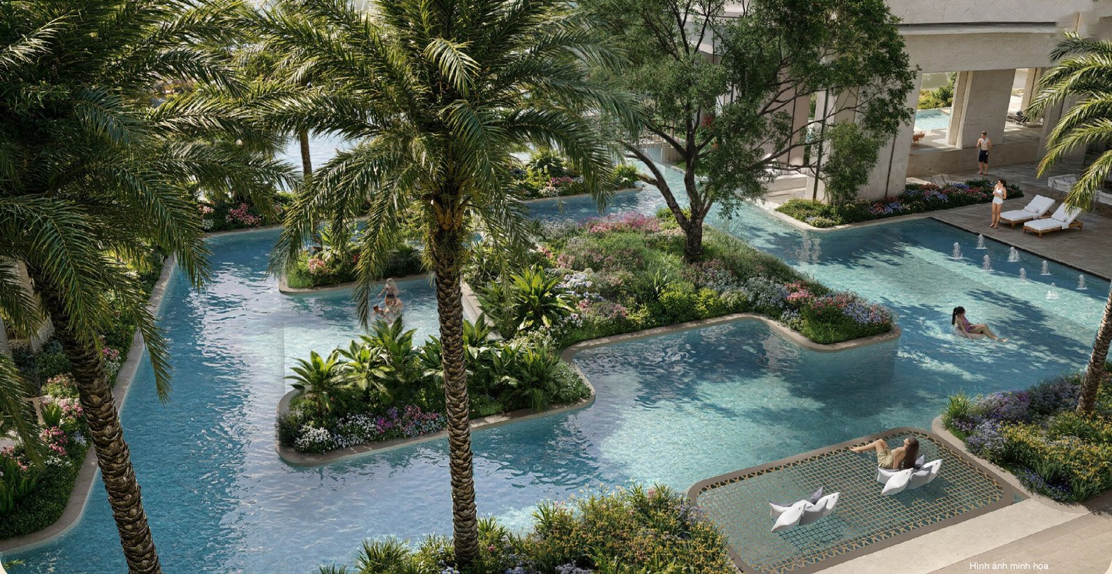 Bể lười tầng 5 Le Parc Place giữa vườn nhiệt đới