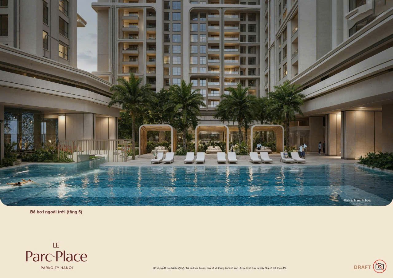 Ban công nhìn ra bể bơi resort tại Le Parc Place ParkCity