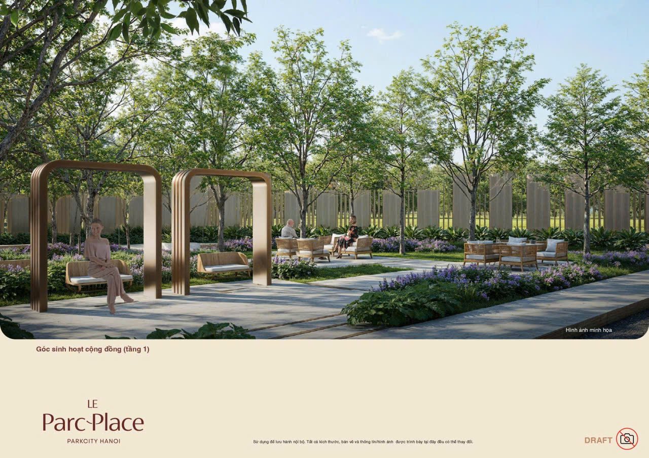 Góc sinh hoạt cộng đồng xanh mát tại Le Parc Place