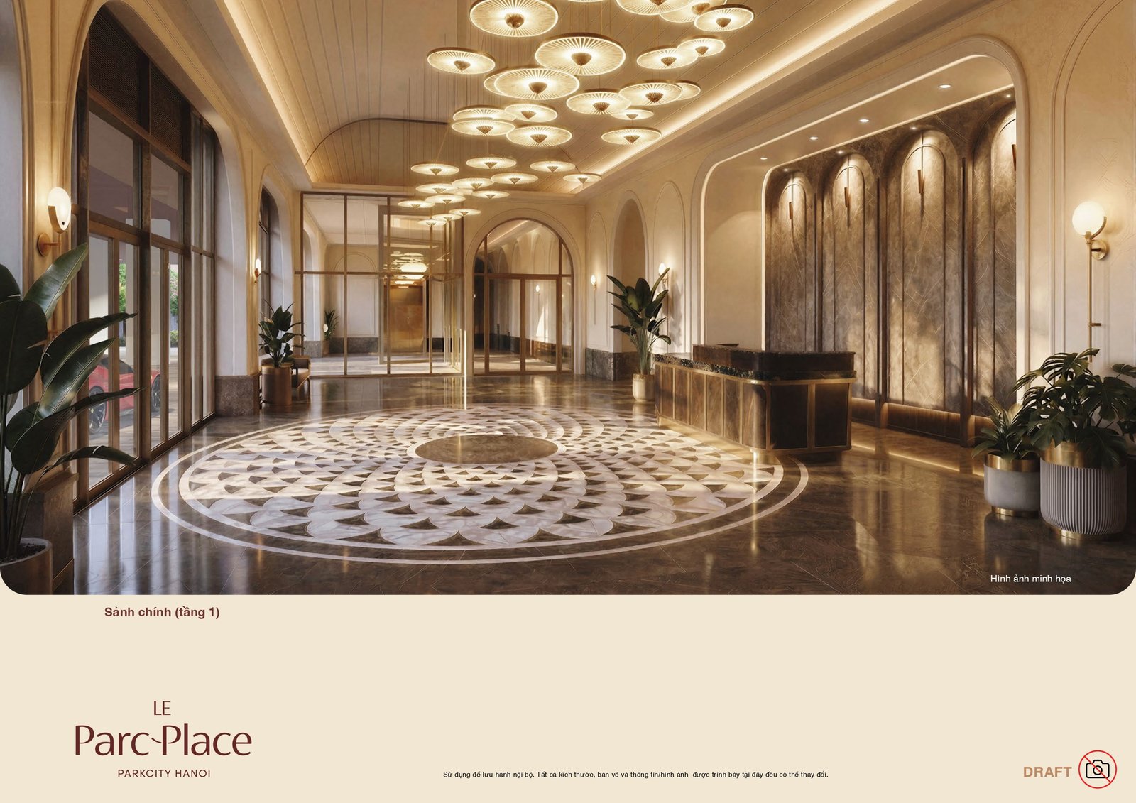 Sảnh chính chung cư mới Park City Le Parc Place