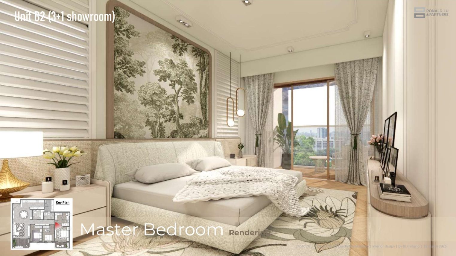 Nội thất bàn giao Le Parc Place - phòng ngủ master nhà mẫu hoàn thiện đồng bộ