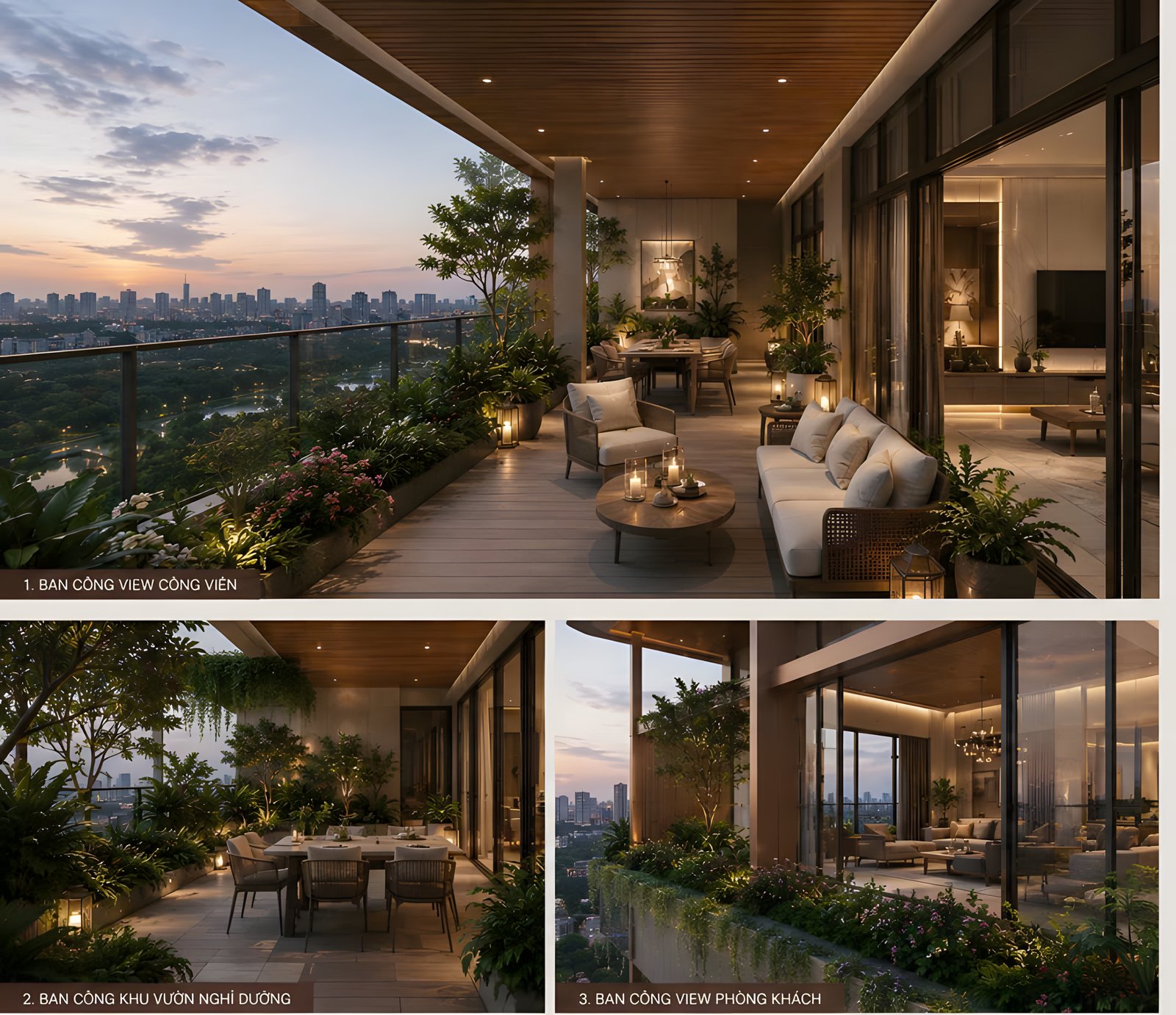 Ban công và sân vườn Sky Villa Le Parc Place view Central Park