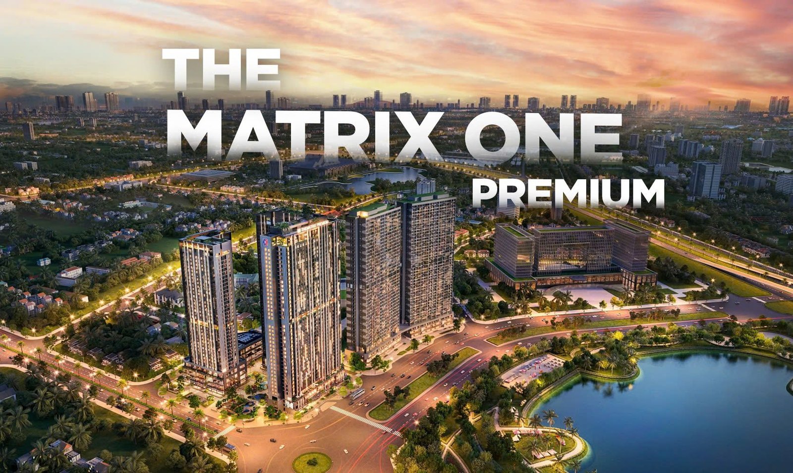 The Matrix One Premium Lê Quang Đạo nhìn từ trên cao với view hồ điều hòa