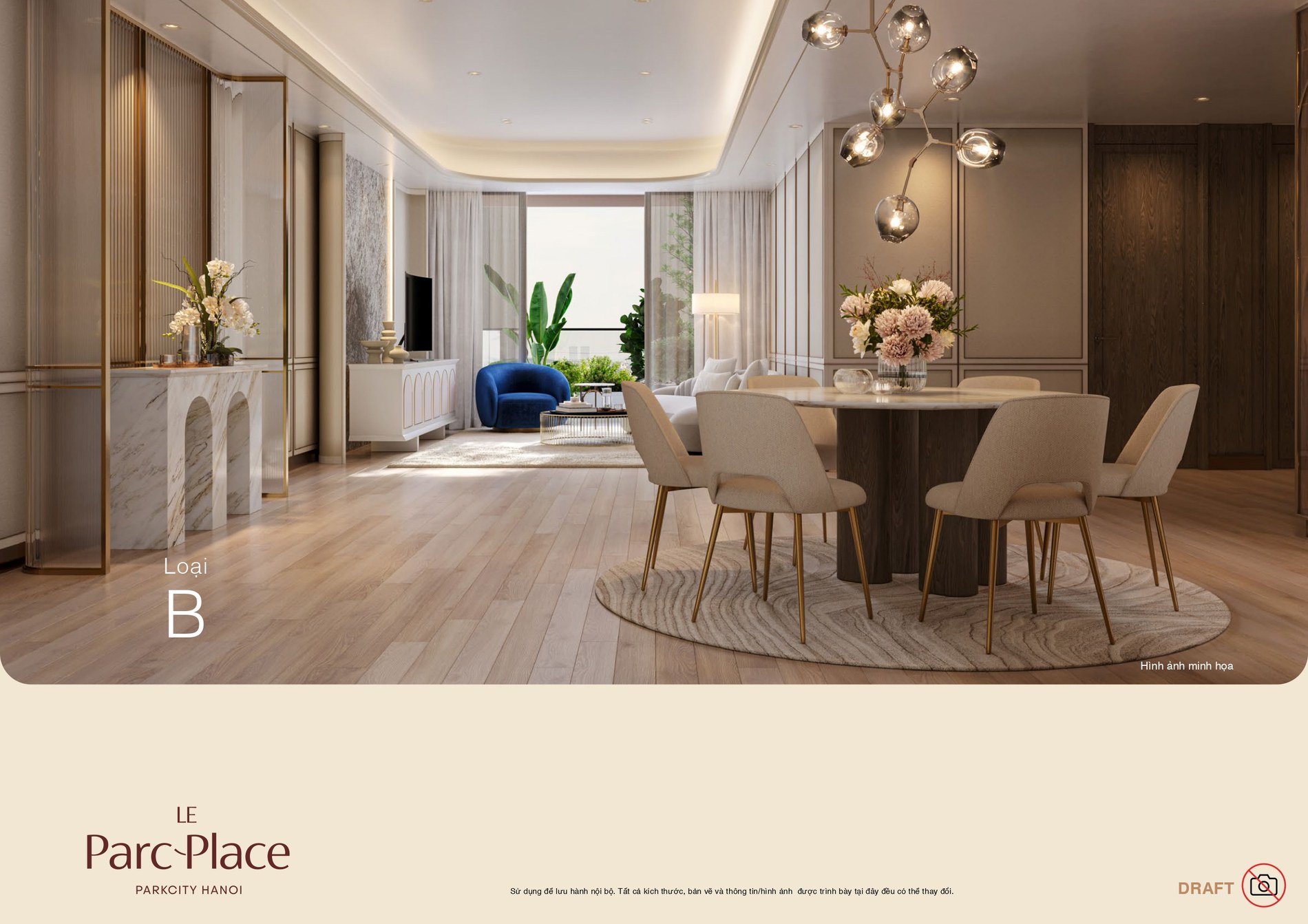 Mặt bằng dòng căn B/B1 Le Parc Place — 3PN, ~135m²