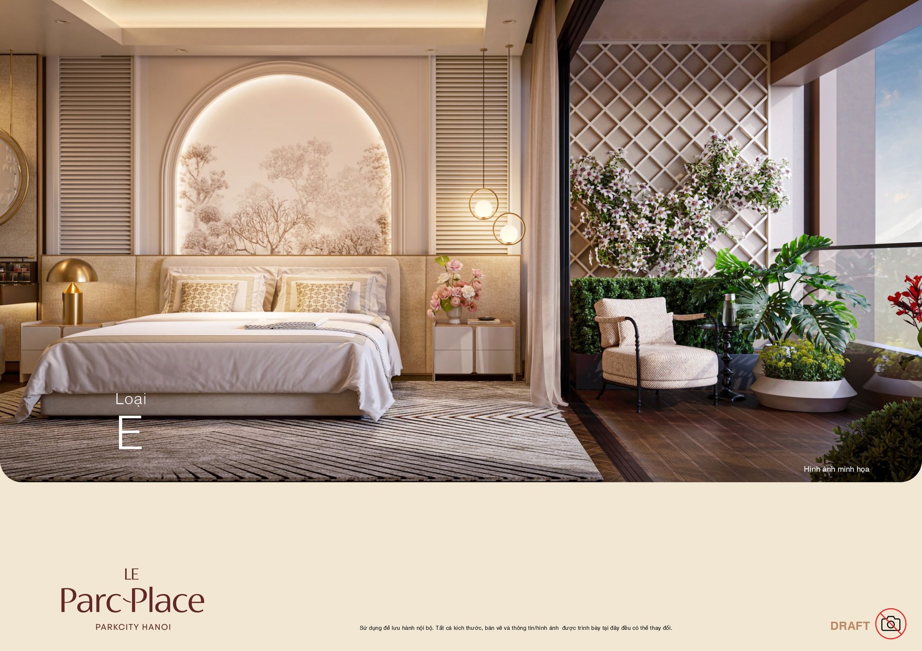 Mặt bằng dòng căn E Le Parc Place — 3PN+1, 158,8m²