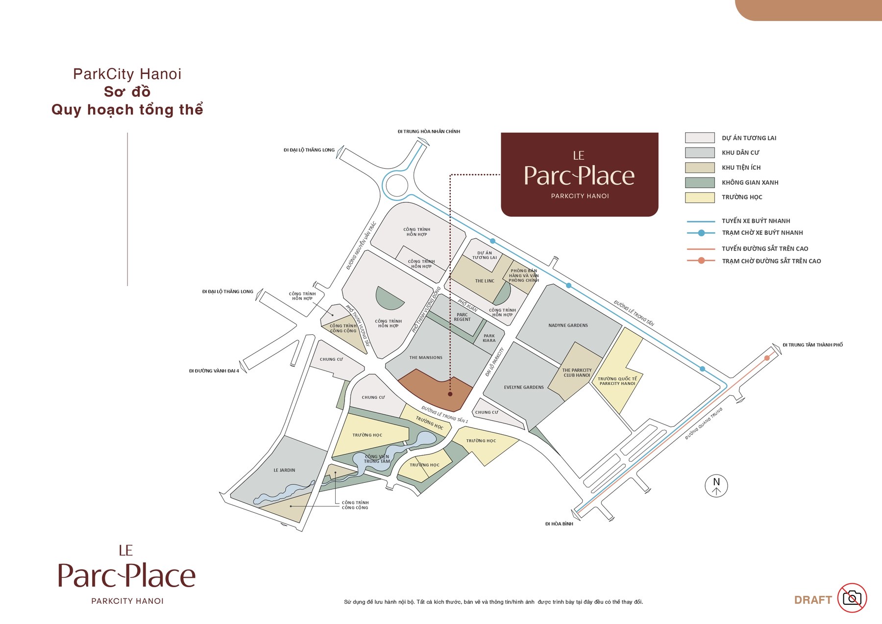 Sơ đồ quy hoạch tổng thể ParkCity Hà Nội với vị trí Le Parc Place
