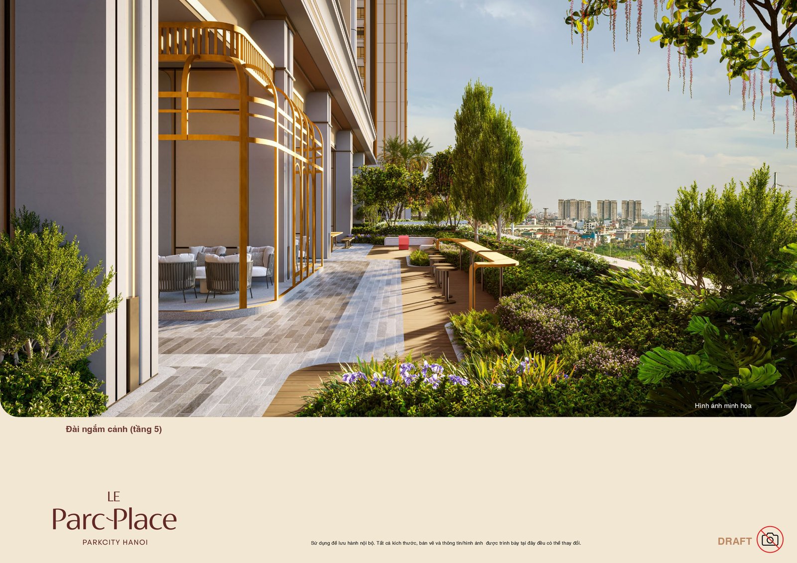 Đài ngắm cảnh tầng 5 Le Parc Place nhìn ra thành phố