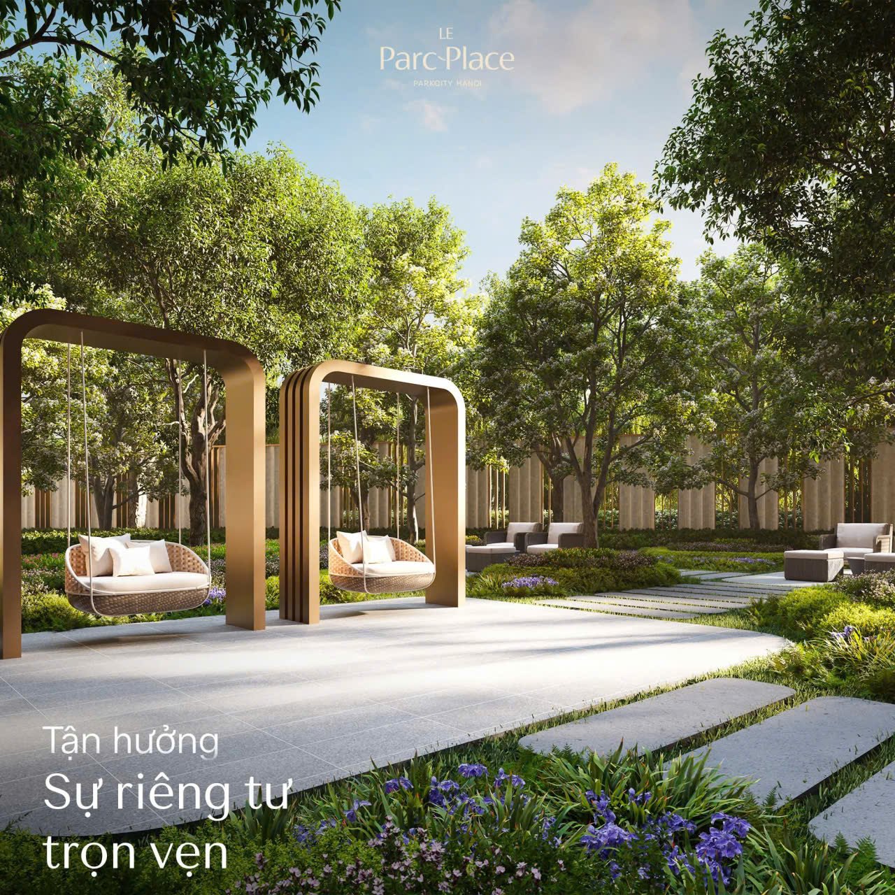 Vườn cảnh quan riêng tư trong khuôn viên Le Parc Place